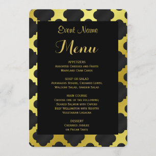 Gold des Abendessen-Menü-  und schwarzes Menükarte