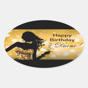 Gold des Bombe Bling Glitzer-Party-Kleiderovals   Ovaler Aufkleber