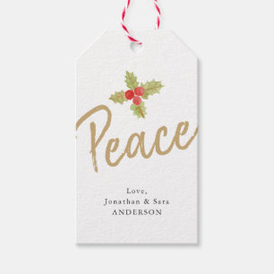 Gold des Friedens und weißes Weihnachten Geschenkanhänger