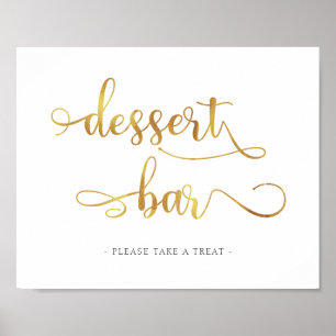 Gold Dessert Bar Calligraphy Simple Wedding Sign Poster