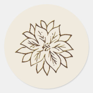 Gold Dezember Poinsettia Klassischer Rundaufkleber Runder Aufkleber