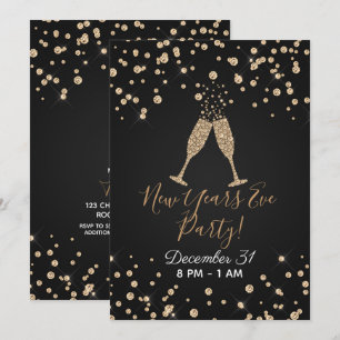 Gold Diamant Champagner Toast Moderne Silvesterfei Einladung
