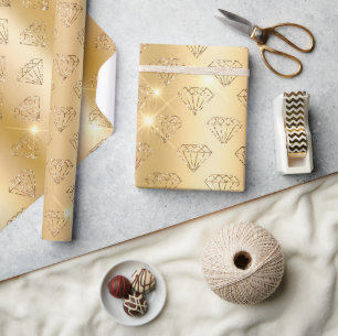 Gold Diamant Elegant Funkelnde Hochzeitsverlobung Geschenkpapier