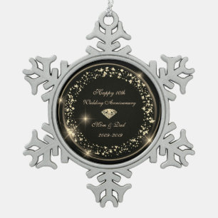 Gold-Diamant-Konfetti 10. Hochzeitstag Schneeflocken Zinn-Ornament