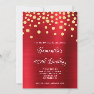 Gold-Diamant-Konfetti-Rot-Folie-Satin-Ombre Einladung