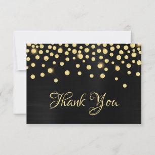 Gold-Diamant-Konfetti-schwarze Satin-Ombre-Folie Dankeskarte