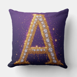 Gold Diamant Monogramm A Initiale Für Geschenke Kissen