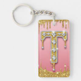 Gold Diamant Monogramm Buchstabe T Rosa Geschenkid Schlüsselanhänger