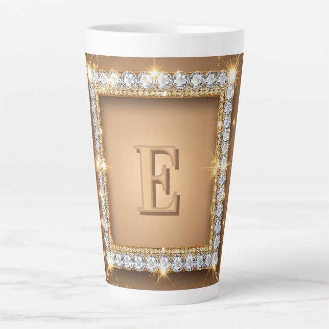 ✨ Gold-Diamant-Monogramm-Design mit individuellem  Milchtasse (Vorderseite)
