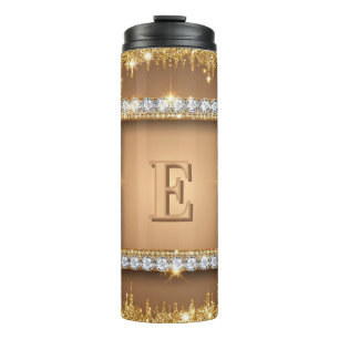 ✨ Gold-Diamant-Monogramm-Design mit individuellem Thermosbecher