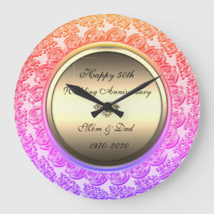 Gold-Diamant-Ombre 50. Hochzeitstag Große Wanduhr