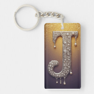 Gold Diamant Perle Buchstabe J Maßgeschneiderter S Schlüsselanhänger