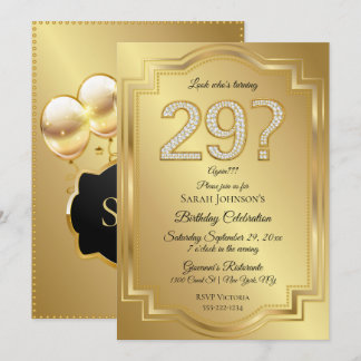 Gold & Diamanten 29. Geburtstag Spaß Einladung