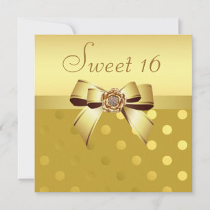 Gold & Diamanten Blume & Polka Dots Sweet 16 Einladung