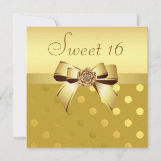 Gold & Diamanten Blume & Polka Dots Sweet 16 Einladung