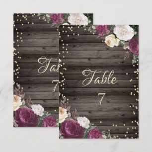 Gold Diamanten Burgunder Blumen Holz Einladung