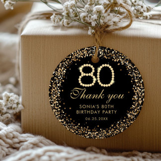 Gold Diamanten Elegant 80. Geburtstag Dankeschön-A Runder Aufkleber