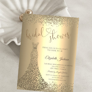 Gold Diamanten Herz Kleid Brautparty  Einladung