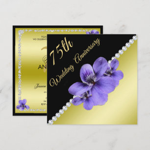 Gold, Diamanten und Violetten 75. Hochzeitstag Einladung