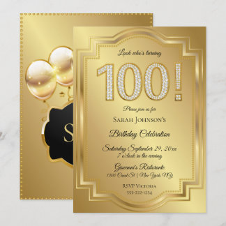 Gold & Diamanten zum 100. Geburtstag Einladung