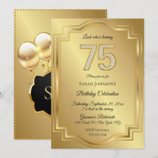 Gold & Diamanten zum 75. Geburtstag Einladung