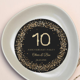 Gold Diamond 10th Anniversary charger plate insert Einladung