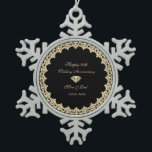 Gold Diamond 50. Hochzeitstag Schneeflocken Zinn-Ornament<br><div class="desc">Elegante goldblütige Wirbel 50. Hochzeitstag Schmuck.</div>