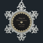 Gold Diamond 50. Hochzeitstag Schneeflocken Zinn-Ornament<br><div class="desc">Elegante goldblütige Wirbel 50. Hochzeitstag Schmuck.</div>
