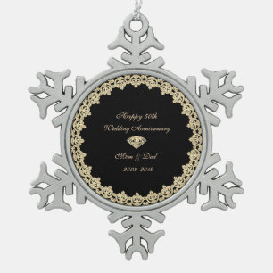 Gold Diamond 50. Hochzeitstag Schneeflocken Zinn-Ornament