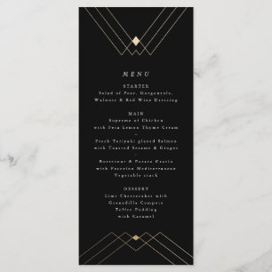 Gold Diamond Black Geometric Deko Gatsby Menükarte