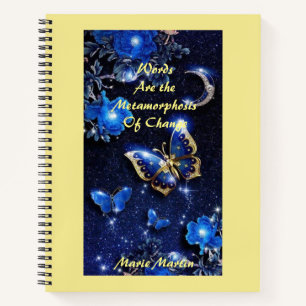 Gold Diamond Butterfly und Mond Notizbuch