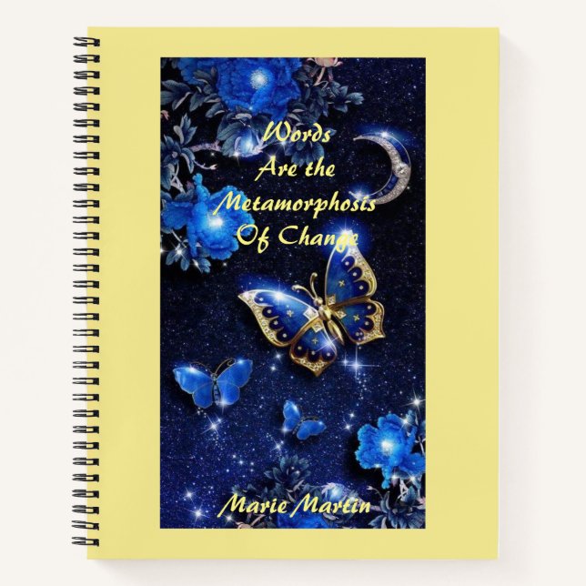 Gold Diamond Butterfly und Mond Notizbuch (Vorderseite)