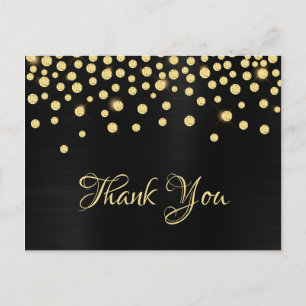 Gold Diamond Confetti Black Satin Gradient Foil Postkarte