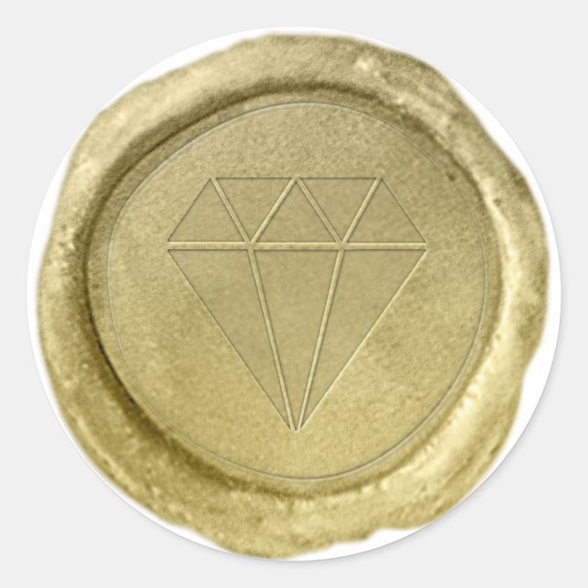 Gold Diamond Gem Shape Wax Siegel Look Sticker (Vorderseite)