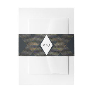 Gold Diamond Geometric Art Deco Navy Gatsby Einladungsbanderole
