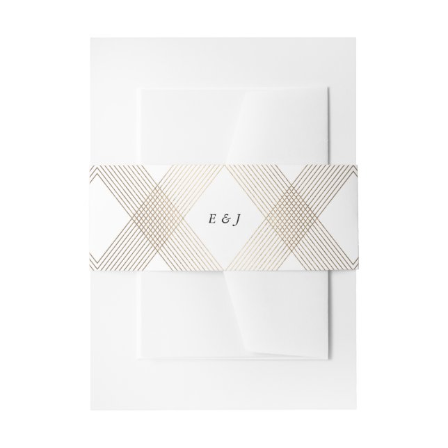 Gold Diamond Geometric Art Deco White Gatsby Einladungsbanderole (Vorderseite Beispiel)