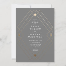 Gold Diamond Gray Geometric Deko Gatsby Wedding