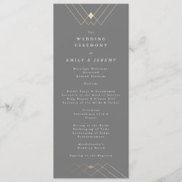 Gold Diamond Gray Geometric Deko Gatsby Wedding Programm