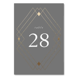 Gold Diamond Gray Geometric Deko Gatsby Wedding Tischnummer
