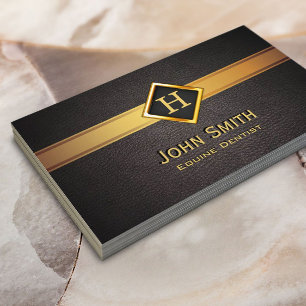 Gold Diamond Label Equine Dentist Business Card Visitenkarte
