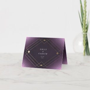 Gold Diamond Lila Geometric Deko Gatsby Wedding Dankeskarte