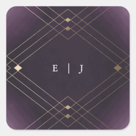 Gold Diamond Lila Geometric Deko Gatsby Wedding Quadratischer Aufkleber
