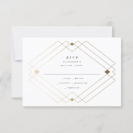 Gold Diamond Lila Geometric Deko Gatsby Wedding RSVP Karte