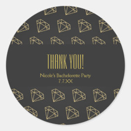 Gold Diamond Modern Design Bachelorette Bevorzugun Runder Aufkleber