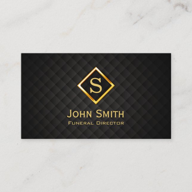 Gold Diamond Monogram Beerdigung Business Card Visitenkarte (Vorderseite)