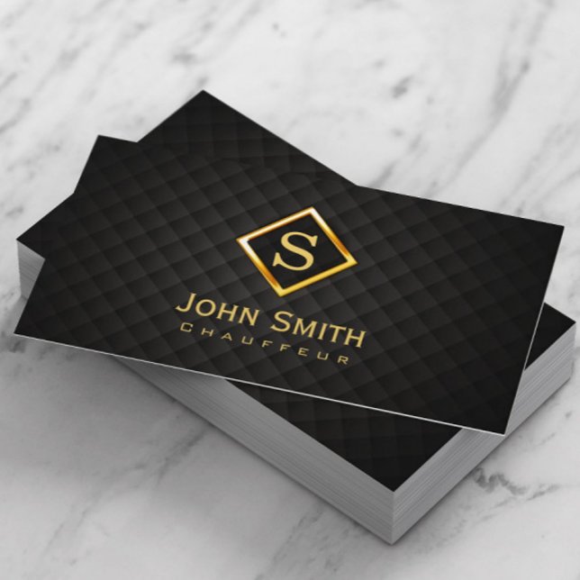 Gold Diamond Monogram Chauffeur Business Card Visitenkarte (Von Creator hochgeladen)