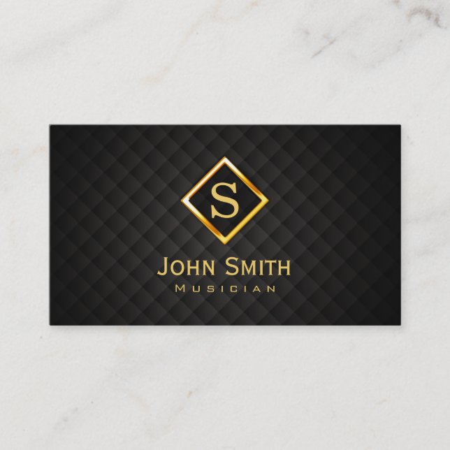 Gold Diamond Monogram Musician Business Card Visitenkarte (Vorderseite)