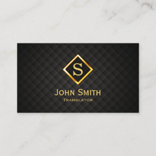 Gold Diamond Monogram Translator Business Card Visitenkarte