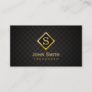Gold Diamond Monogram Treasurer Business Card Visitenkarte