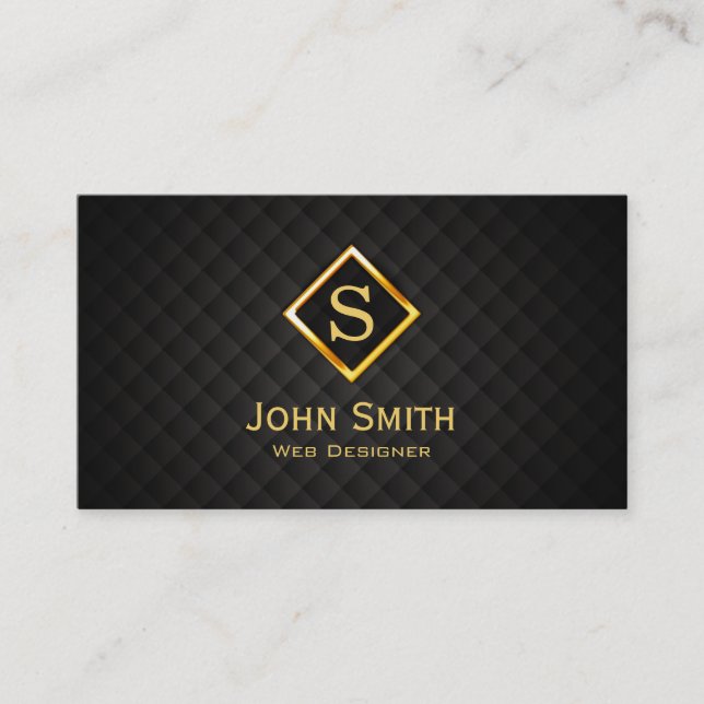 Gold Diamond Monogram Web Design Business Card Visitenkarte (Vorderseite)